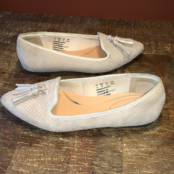 Hush Puppies Sadie Medium Moyen Tassel Ballet Flat Shoe Beige Textured Womens 6 - Picture 11 of 11